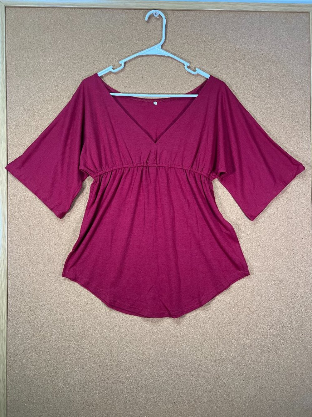 Women Maternity Shirt Blouses Medium V Neck Dark Red NWOT